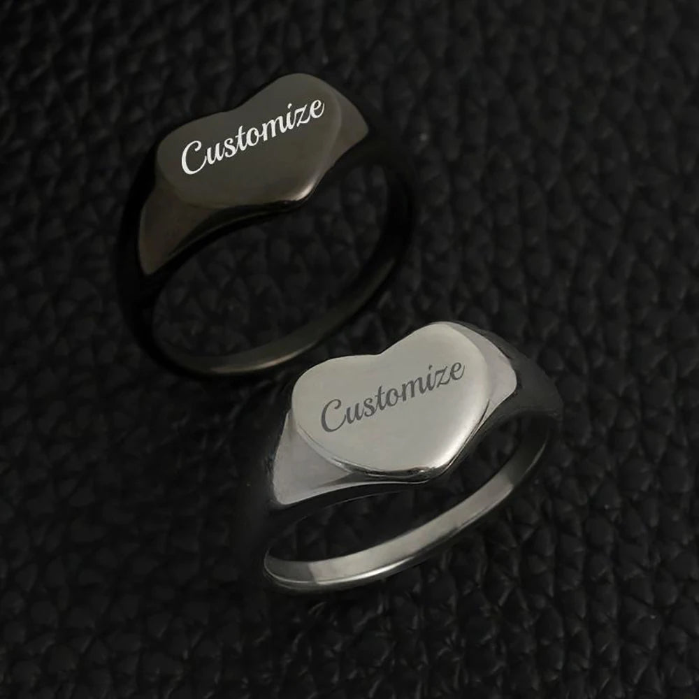 Personalized Ring Custom Name Ring Engraved Mirror Polishing Stainless Steel Ring Rose Gold Ring Custom Engraved Wedding Ring Fr