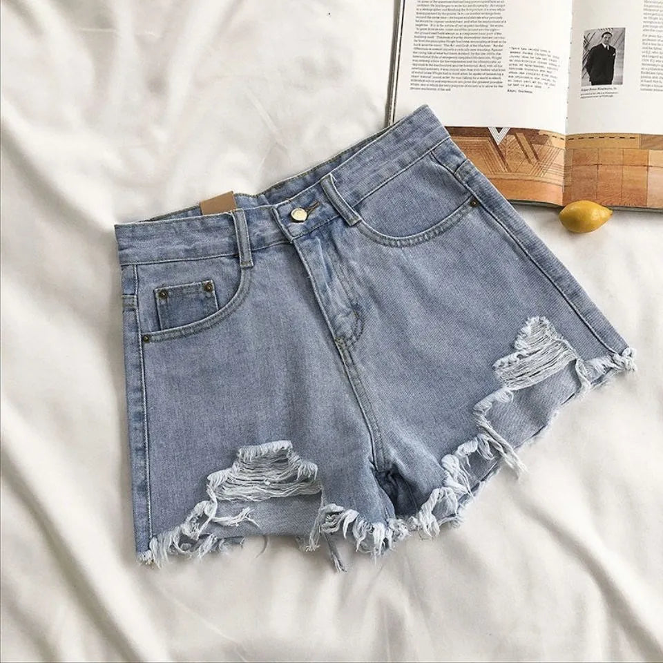 Black High-Waist A-Line Wide Leg Jeans Shorts for Women Summer 2026 Trendy Loose Fit Slimming Hot Pants Ladies Denim