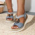 Snake Print Platform Sandals Women 2024 Summer Metal Decoration Wedges Sandalias Mujer Comfort Casual Med Heels Gladiator Shoes