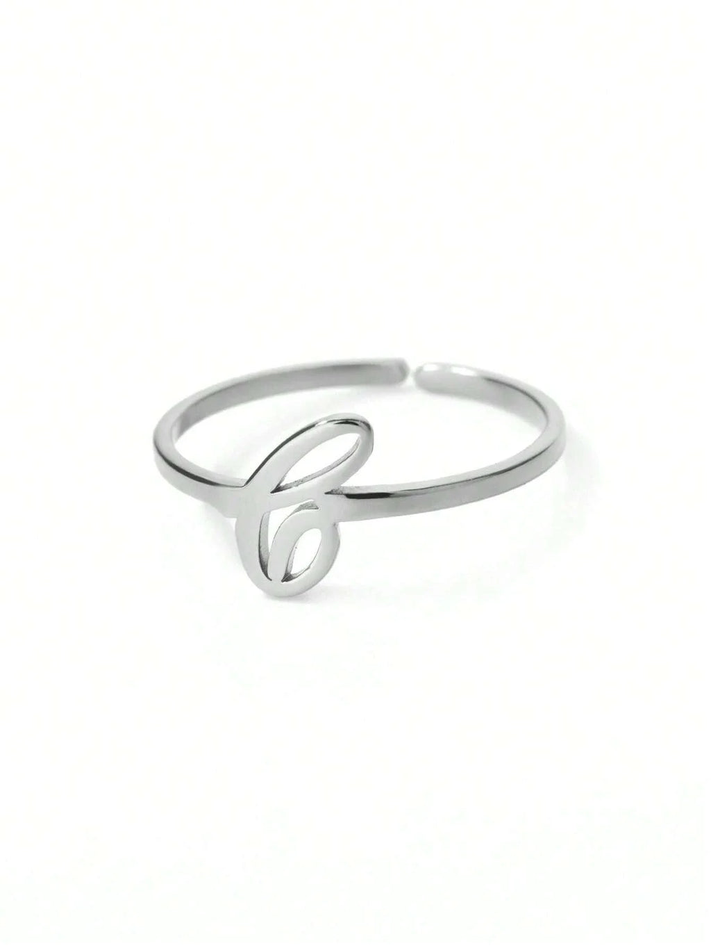 1PC Minimalist Initial Open Ring For Women Men Personalized 26 English Letter Ring Dainty 18K Gold Plated Stainless Steel