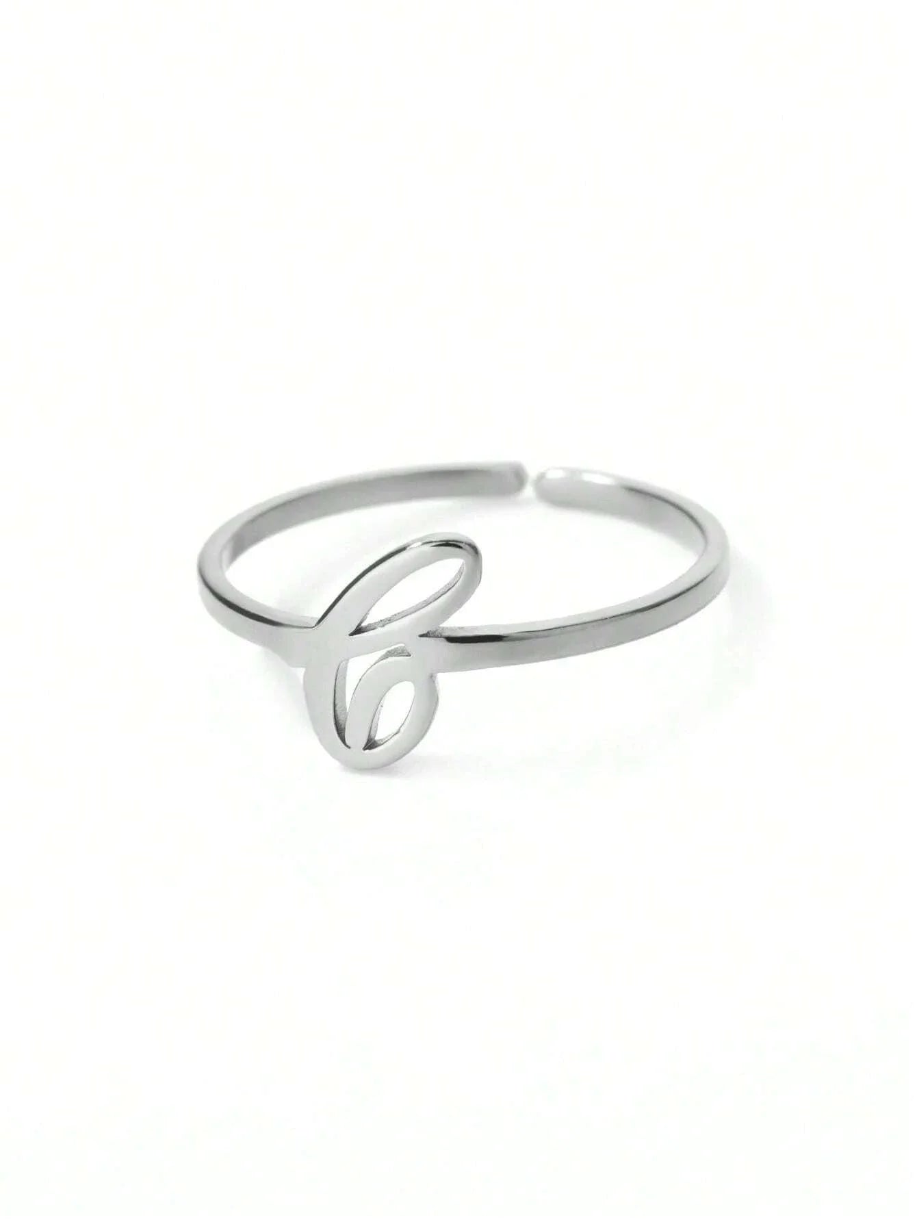 1PC Minimalist Initial Open Ring For Women Men Personalized 26 English Letter Ring Dainty 18K Gold Plated Stainless Steel