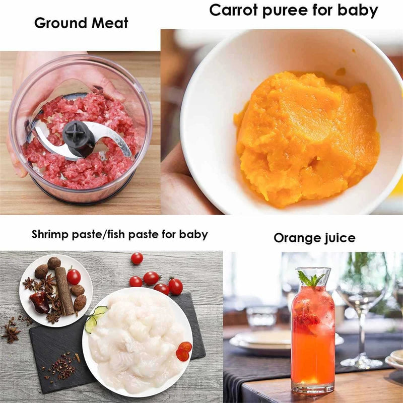 4 in 1 Kitchen Immersion Blender 1000W Stainless Steel Handheld Blender Vegetable Meat Chopper Egg Whisk Smoothie Stick Mixer