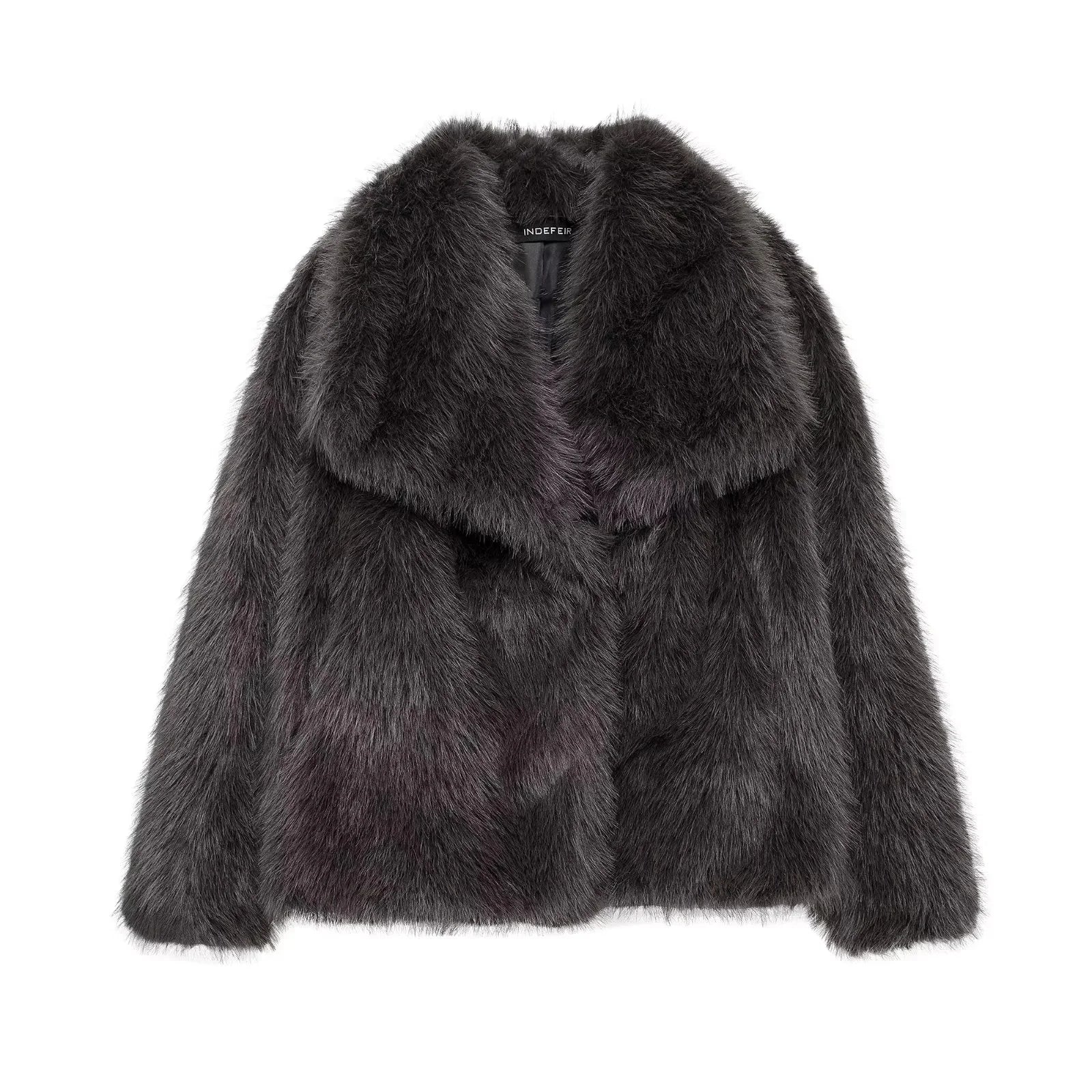 KONDALA 2026 Spring Summer Casual Faux Fur Brown Women Warm Jackets Valentine‘s Day Turn Down Collar Oversized Elegant Coats