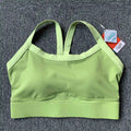 Color Contrast High Strength Sports Underwear Women's Integrated Shock-proof Gathering Back Yoga Wear Sports Bra Fitness Vest