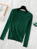 2026 Autumn Winter Button V Neck Sweater Women Basic Slim Pullover Women Sweaters And Pullovers Knit Jumper Soft Warm Tops