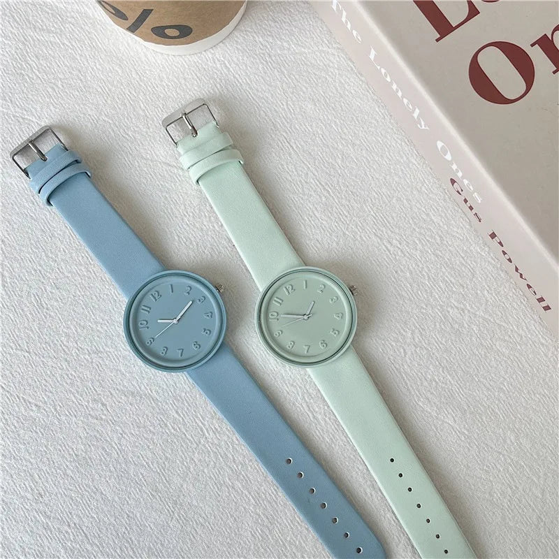 New Women's Quartz Watch Advanced Macaron Lollipop Temperament Simple Retro Sen Ladies Student Digital Watches Clock
