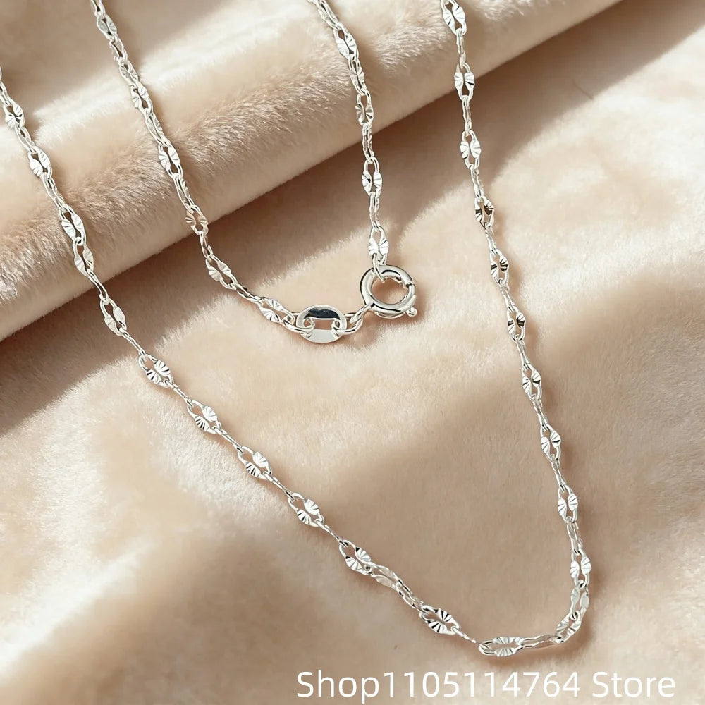925 Sterling Silver Lip Chain Necklace for Women, Minimalist Shiny Lip Link Chain, Fashion Jewelry Gift for Daily Wear & Party