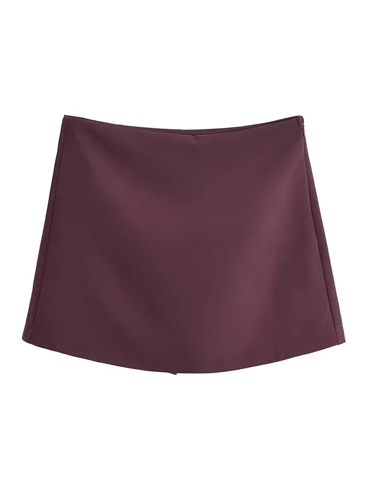 TFMLN New Spring Women Solid Skort Fashion Causal Side Zipper Mini Shorts Skirts Vintage High Waist Streetwear Shorts Skirts
