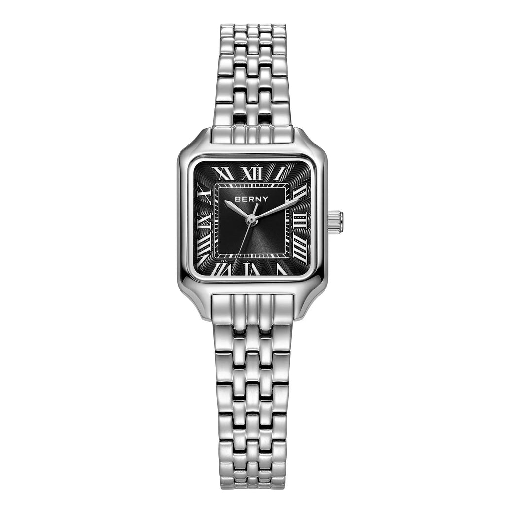 BERNY Square Ladies Watch Quartz Fashion Exquisite Roman Numeral Small Women's Watch Waterproof New Jewelry Bracelet Women Watch