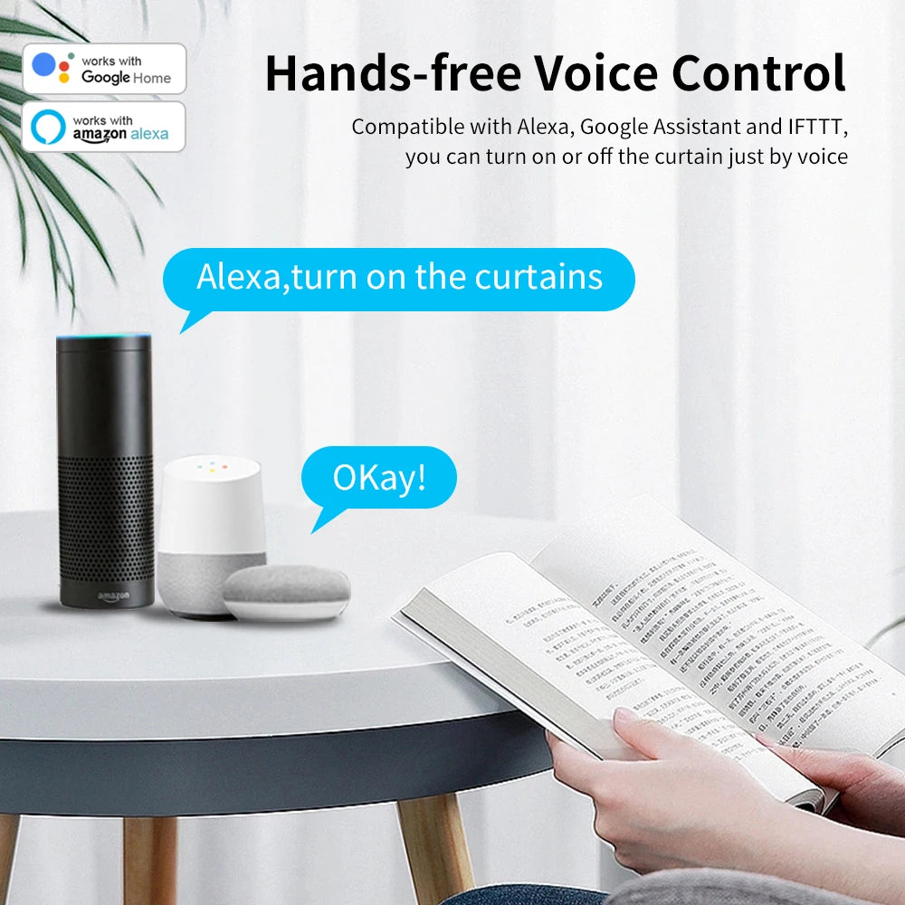 Work With Tuya Wifi/Zigbee Electric Curtain Shutter Motor with RF Remote 22.5CM Size APP Control Alexa Google Home SmartThings