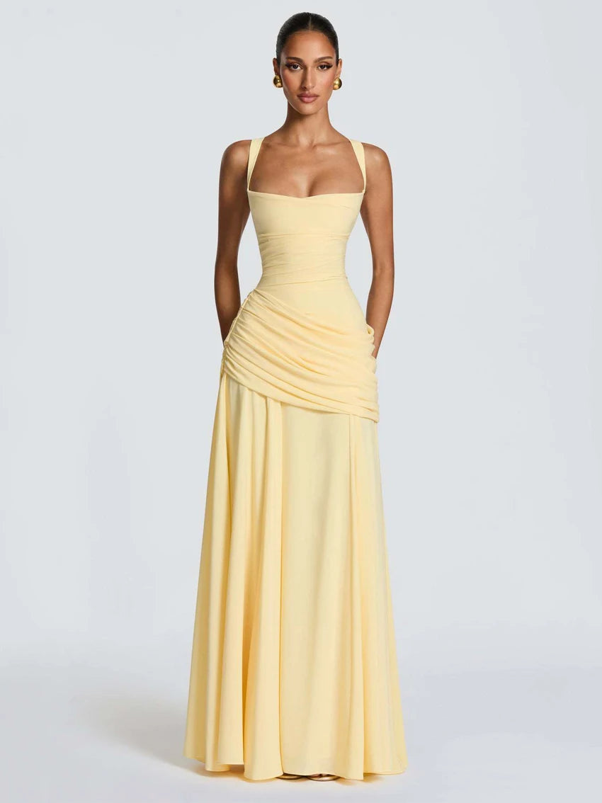 New Spaghetti Strap Sexy Prom Gowns Women's Sexy Backless Maxi Dress for Party Club Elegant Bodycon Ruched Long Dress Female 5