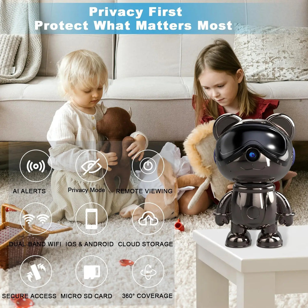 Indoor WiFi Security Camera, 5MP Pan/Tilt Baby Monitor & Pet Camera with AI Motion Tracking & Auto-Follow, Anti-Glare IR Night Vision, Privacy Mode, Compatible with Alexa & Google Home