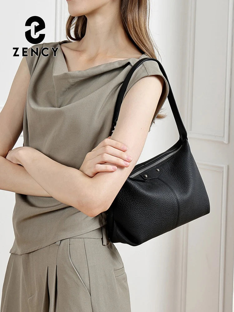 Zency Women's Head Layer Cowhide Leather Underarm Bag for Commuting Shopping Single Shoulder Crossbody Designer Hobo Bags