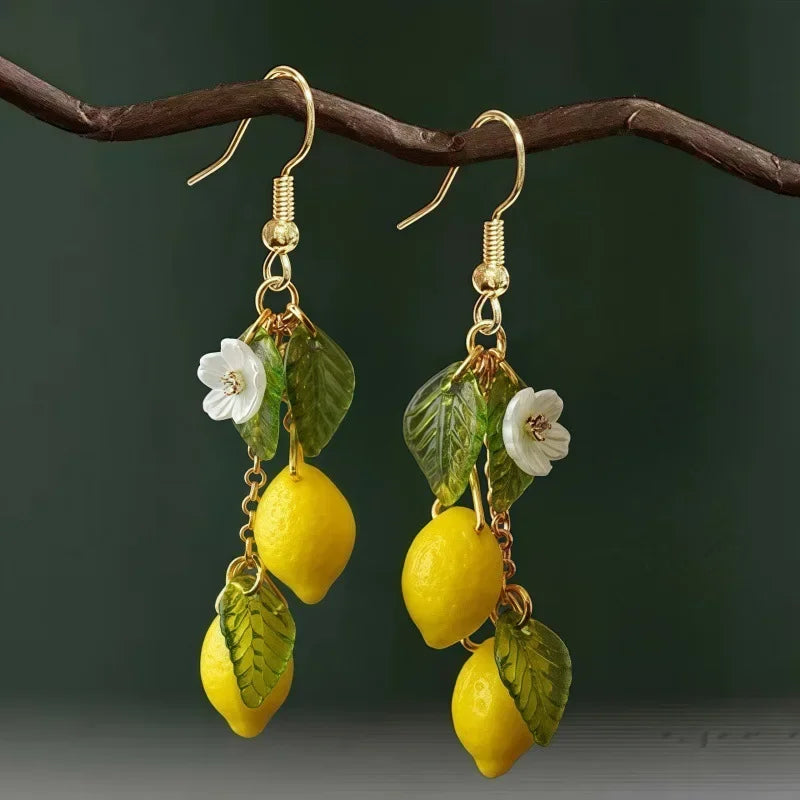 Personalized Lemon Earrings with Long Tassel Summer Fruit Dangle Earrings Versatile Bohemian Jewelry Gift for Women