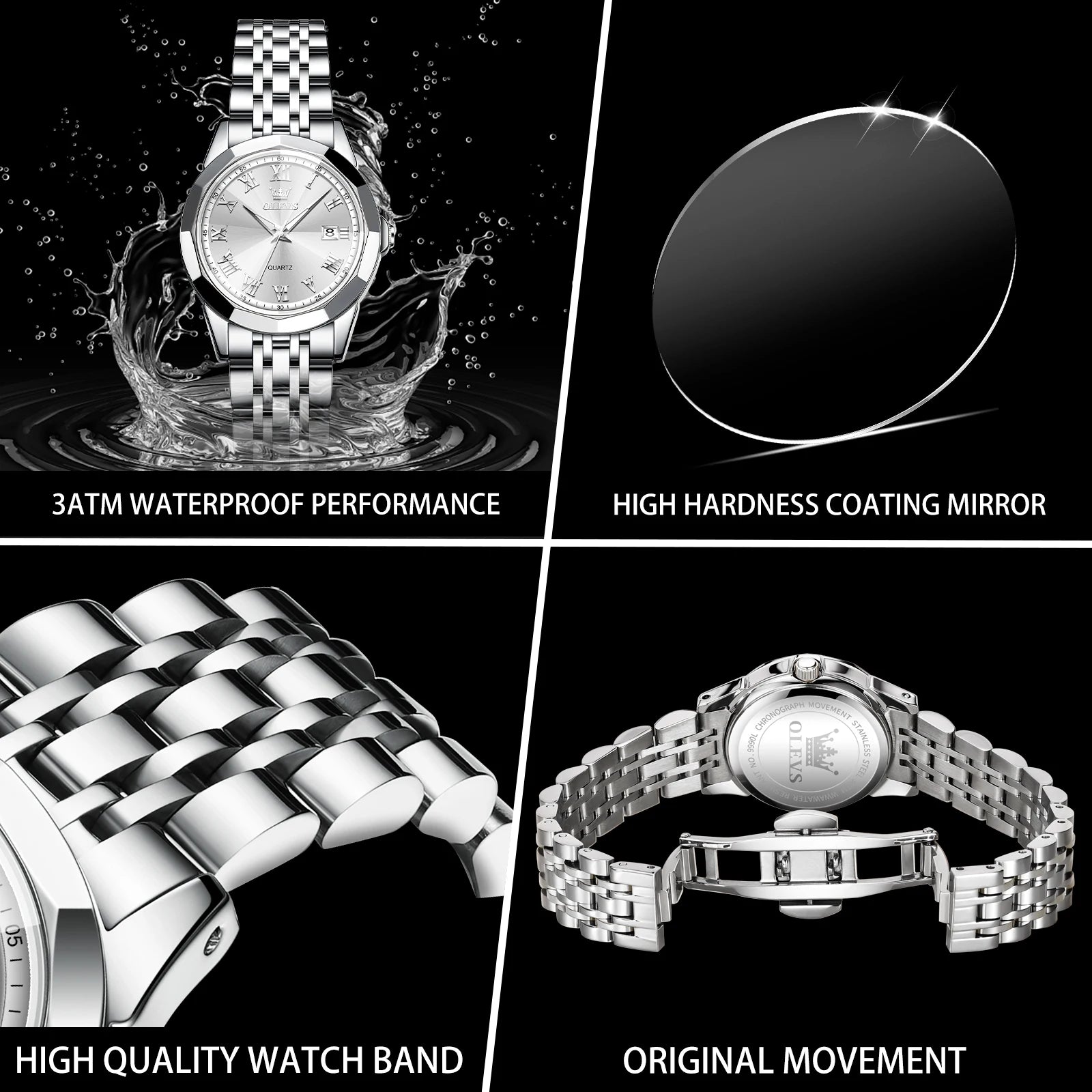 OLEVS Fashion Elegant Women's Wristwatch High Quality Luxury Watch for Women Original Stainless Steel Casual Quartz Ladies Watch