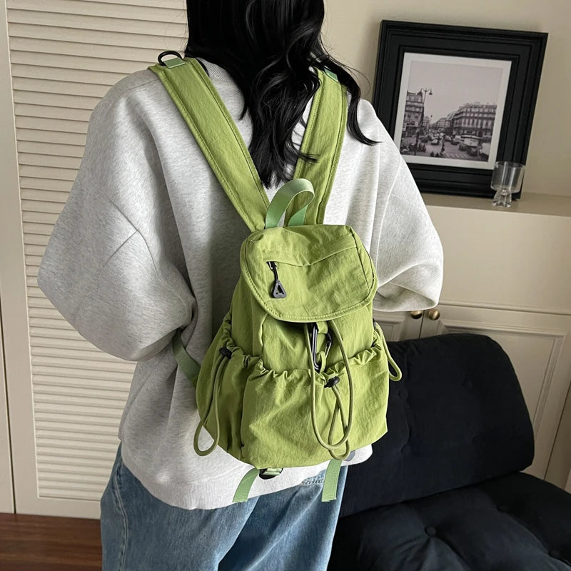 LEFTSIDE Women's Small Soft Cloth Backpacks 2025 New in Fashion Summer New Backpack Girls School Bag Cute Green Back Pack