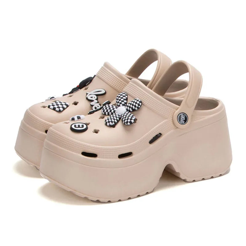 Women Chunky Platform Sandals 2024 Summer Soft Thick Sole Diy Clogs Garden Shoes Woman Closed Toe Non-Slip Beach Slides Sandals