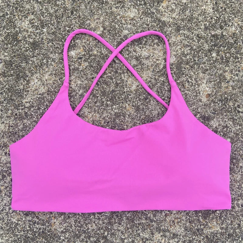 Cross Straps Sports Bra Women Gym Yoga Crop Workout Top Vest High Support Fitness Bralette Push Up Underwear Soft Breathable