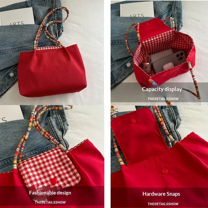 Fashionable Casual Hand-held Bag, Versatile Commuting Tote Bag, Large Capacity Student School Bag, Single Shoulder Underarm Bag
