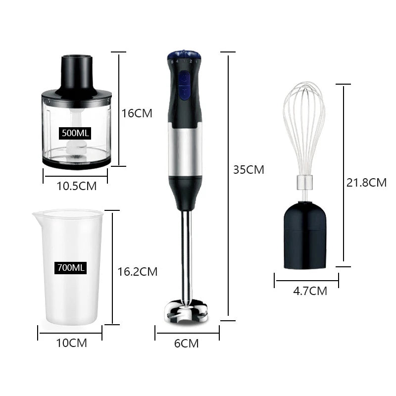 4 in 1 Kitchen Immersion Blender 1000W Stainless Steel Handheld Blender Vegetable Meat Chopper Egg Whisk Smoothie Stick Mixer