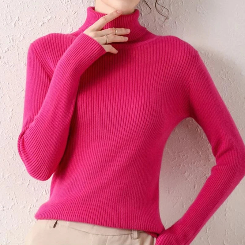Women Fall Turtleneck Sweater Knitted Soft Pullovers Cashmere Jumpers Basic Soft Sweaters For Women 2026 Autumn Winter