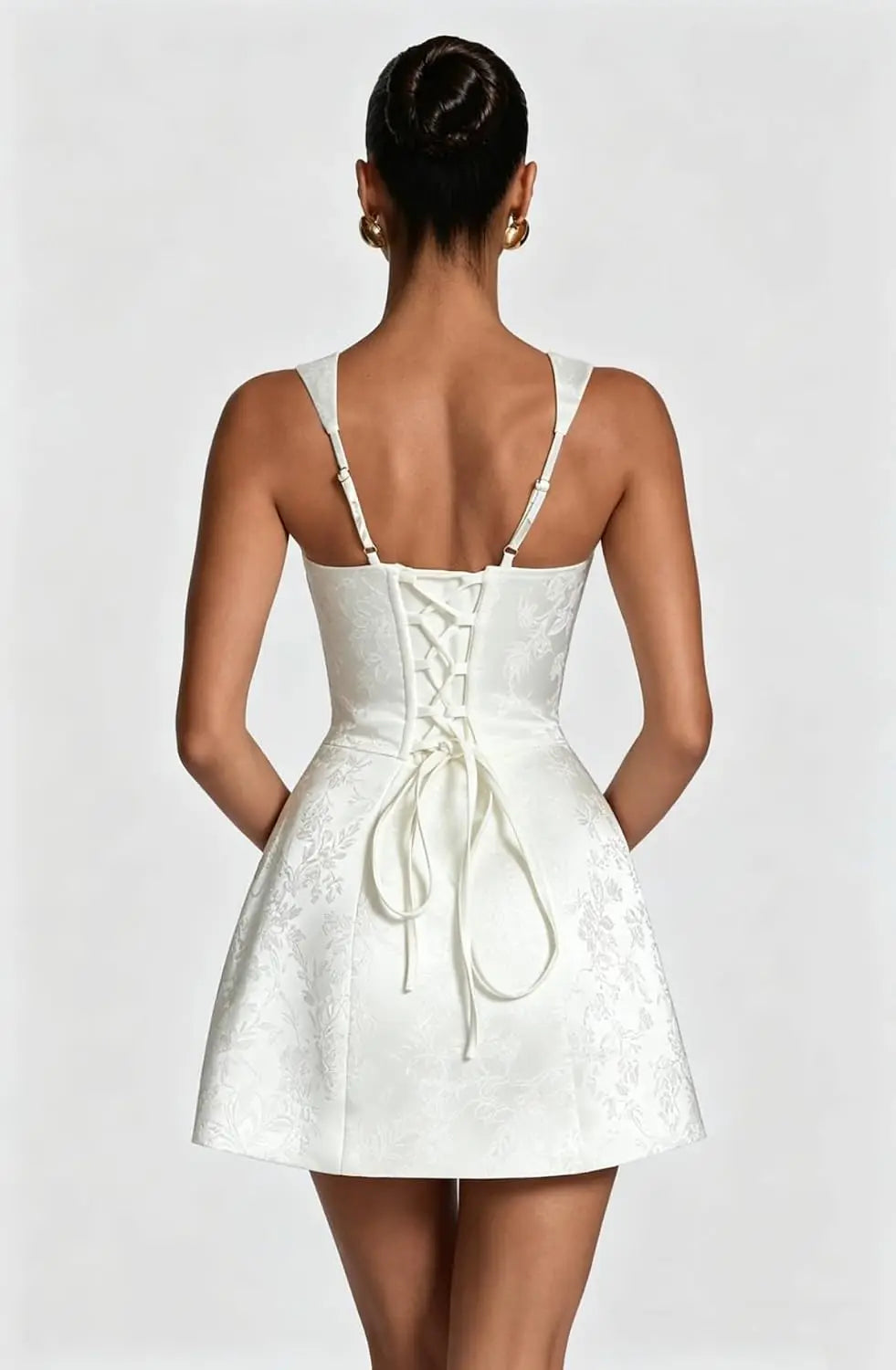Prom Gowns Mini Short Satin Homecoming Dress Square Neck Floral Jacquard Corset Mini Formal Evening Cocktail Gown for Teens