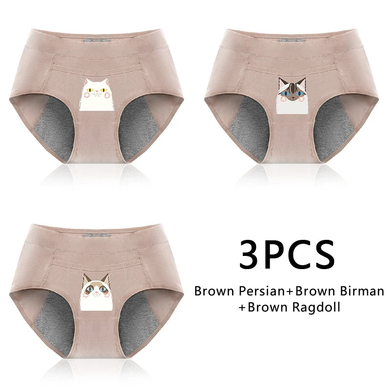 Women's Panties UnderwearLeakproofBreathable Briefs MenstrualPants PlusSizeWaterproof Mid Waist Organic Cotton Protective Briefs