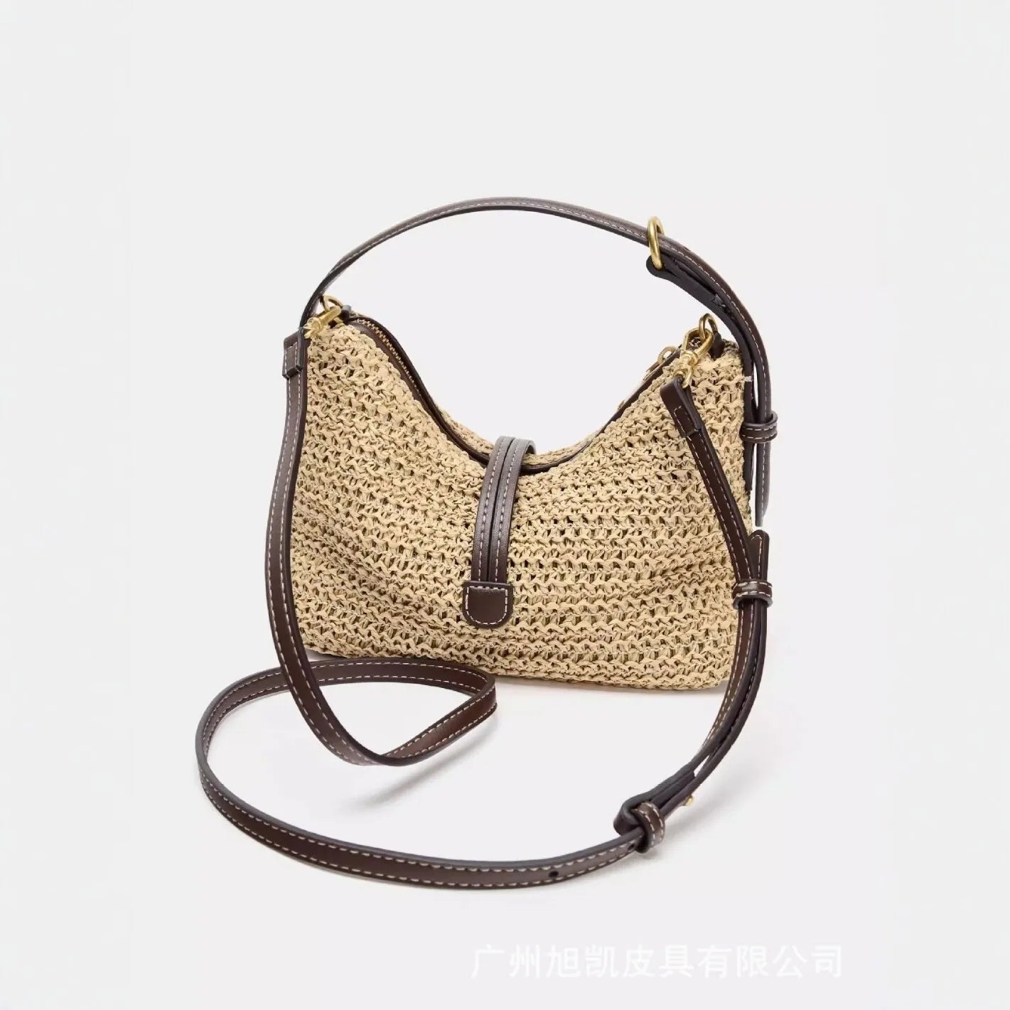 Women Straw Woven Hobo Bag Summer Beach Raffia Shoulder Bag Casual Leather Strap Crossbody Handbag Bohemian Vacation Retro Purse