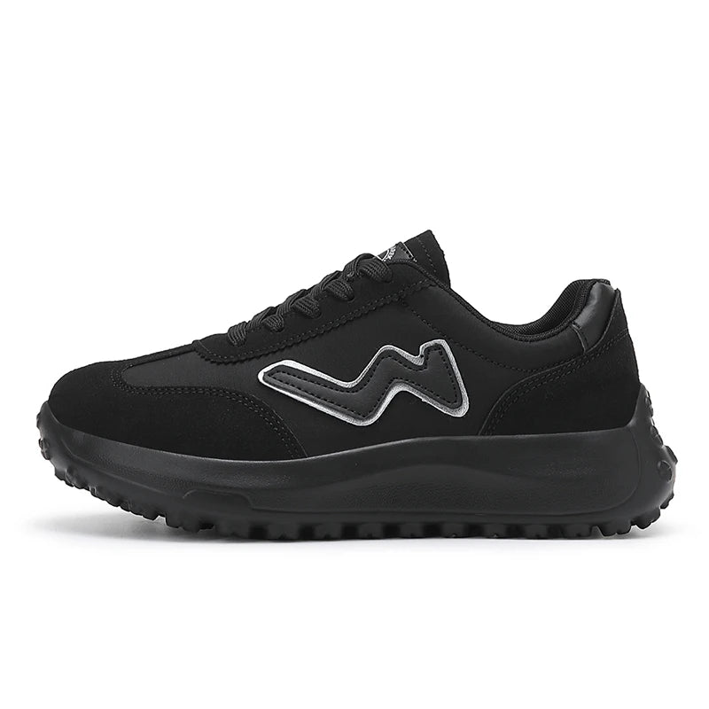 Women's Fashionable Thick-Soled Casual Shoes, Pu Leather Cushioned Soft-Soled Women's Trainers, Women's Flats, Suitable for Walking and Commuting