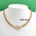 Spring Sailor Clasp Necklace Women Men Choker Stainless Steel Geometric Paperclip Link Chain Rolo PVD Gold Color Wholesale