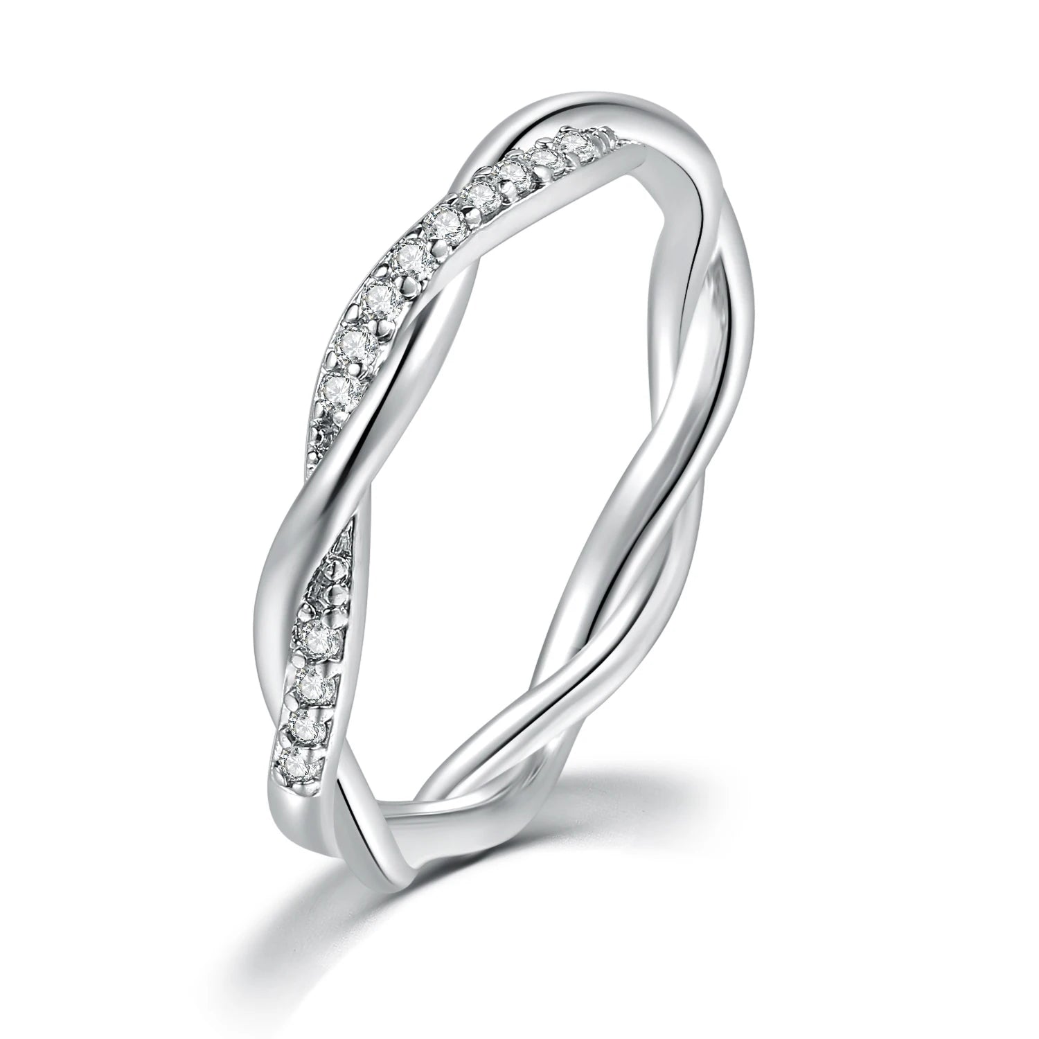 ZHOUYANG Dainty Ring For Women Thin Temperament Winding Wedding Engagement Ring Silver Color Crystal Fashion Gift Jewelry DZR018