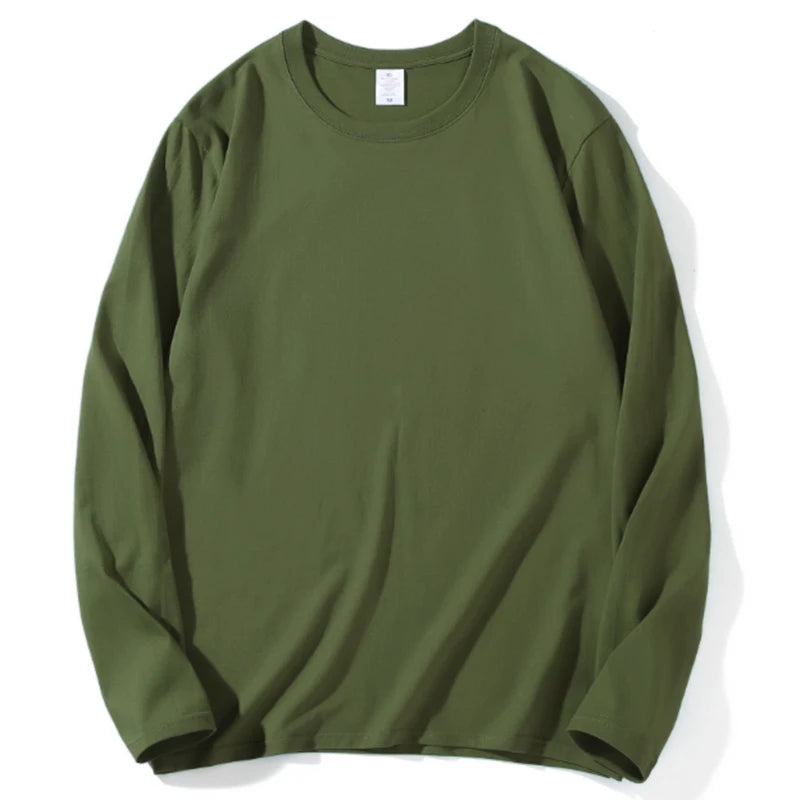 2026 Autumn Women Leisure Cotton Daily Long Sleeve Tops Lady Versatile Round Neck Baggy Clothes Female Concise Solid T-shirts