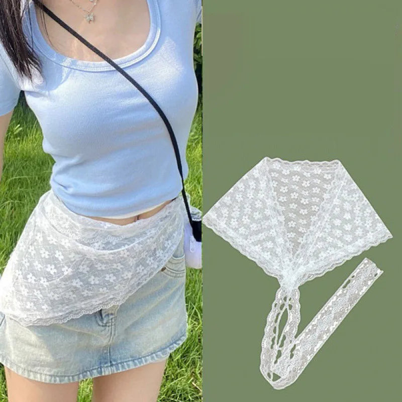 2026 Korean Ins Unique Lace Layered Gauze Skirts Lace Trim A-Line Short Cloth Mini Waist Skirts Harajuku Girl's White Skirts Y2K