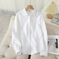 Casual Cotton Women's Oxford Shirt 2026 Autumn New Good Quality Woman Blouse and Tops Lady White Blue Striped Shirts Clothes