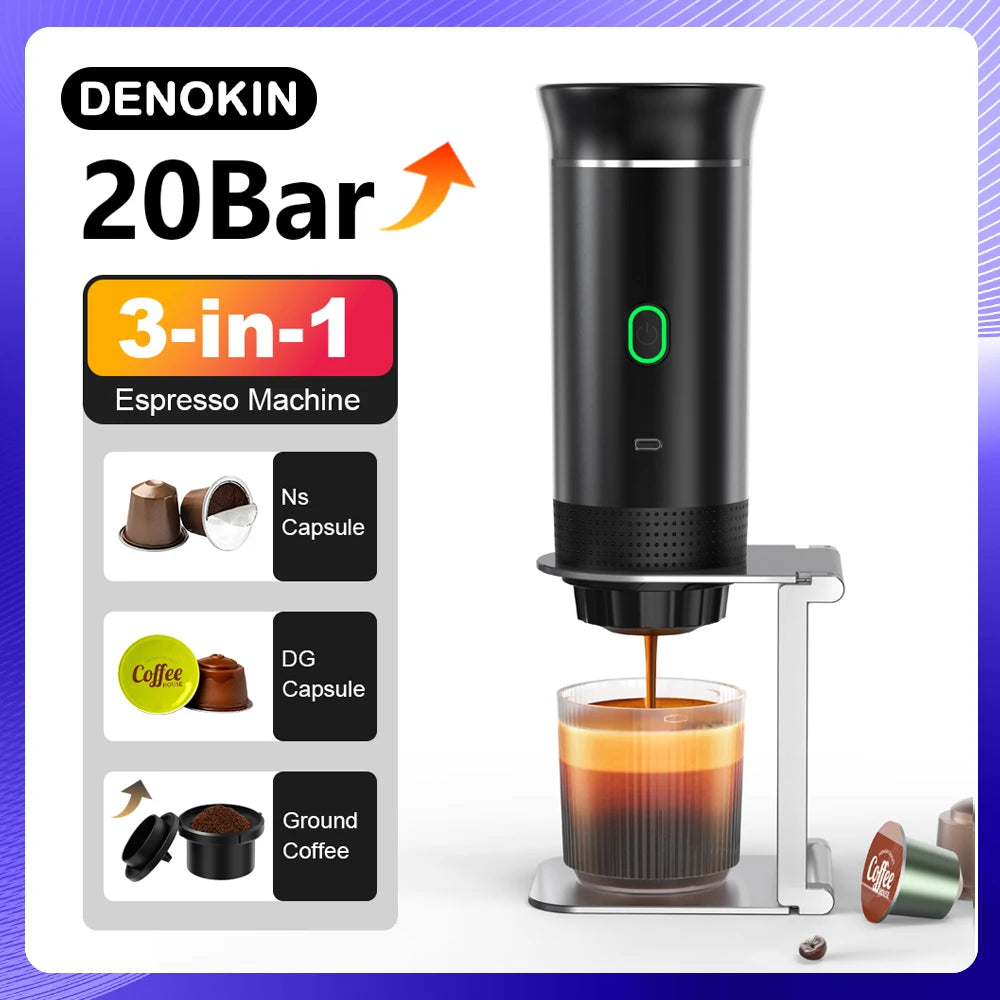 Wireless Electric Portable Espresso Coffee Machine for Car & Home Camping Coffee Maker 3-in-1 Capsule Powder Travel Coffee Maker 66