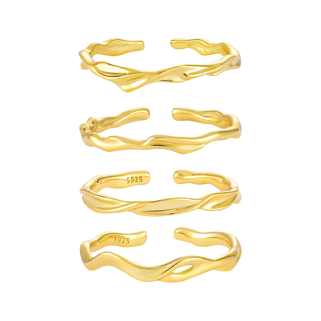 F.I.N.S Stackable Irregular S925 Sterling Silver Thin Circle Open Rings Adjustable Simple Index Mid Finger Punk Fine Jewelry