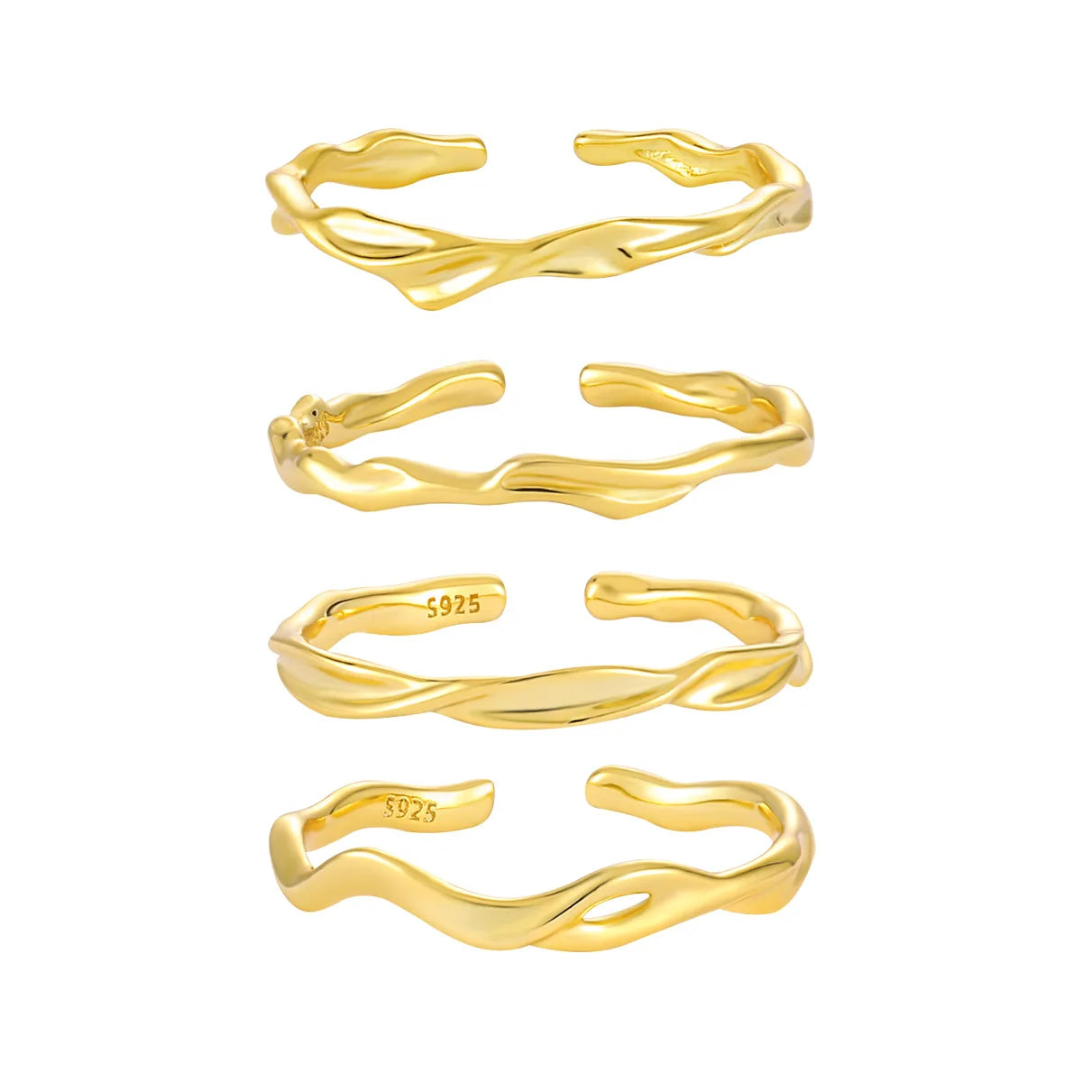 F.I.N.S Stackable Irregular S925 Sterling Silver Thin Circle Open Rings Adjustable Simple Index Mid Finger Punk Fine Jewelry
