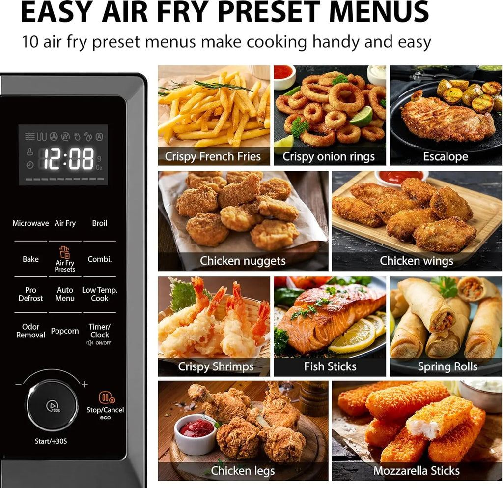 Air Fryer Combo 8-in-1 Countertop Microwave Oven, with Convection, Broil, Odor Removal Mode, 12.4" Position Memory Turntable, Ch