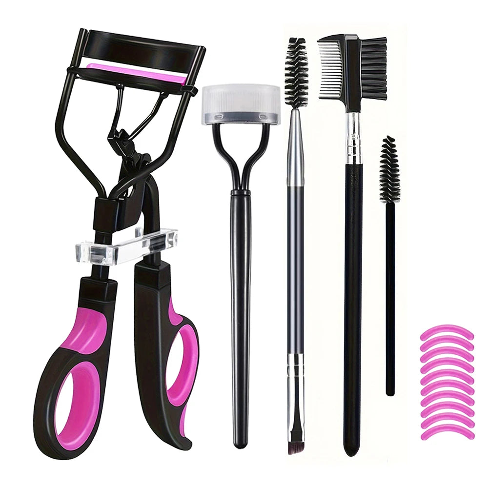 7/15pcs Eyelash Curler Set With Replacement Pads For Women Eyelashes Curling Tweezers Clips Lash Mascara Wands Brush Makeup Tool