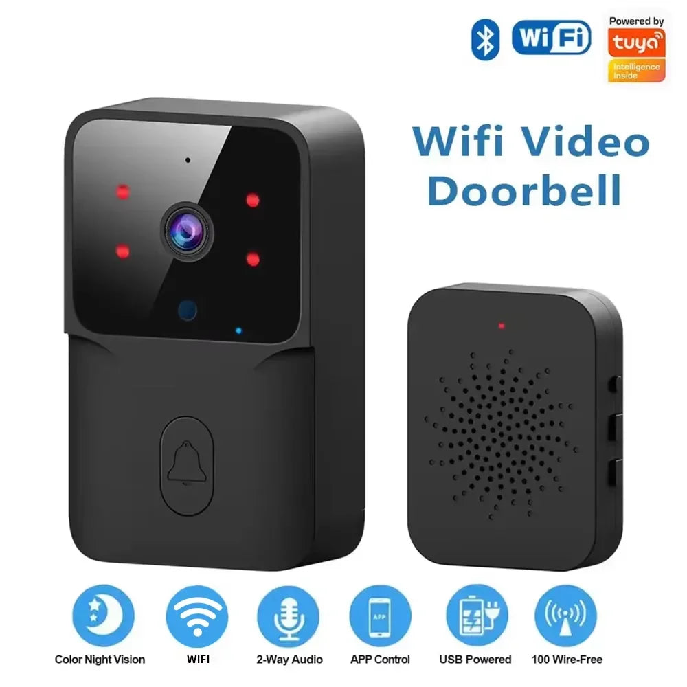 Tuya WiFi Video Doorbell Smart Home Door Bell Wireless Rechargeable Battery Outdoor HD Camera Two-Way Audio Visual Doorbell