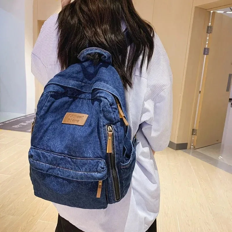 Denim Backpacks Bag for School Trend Student Jeans Multi Pockets Large Capacity Rucksack Mochila De Escola Feminina 2027