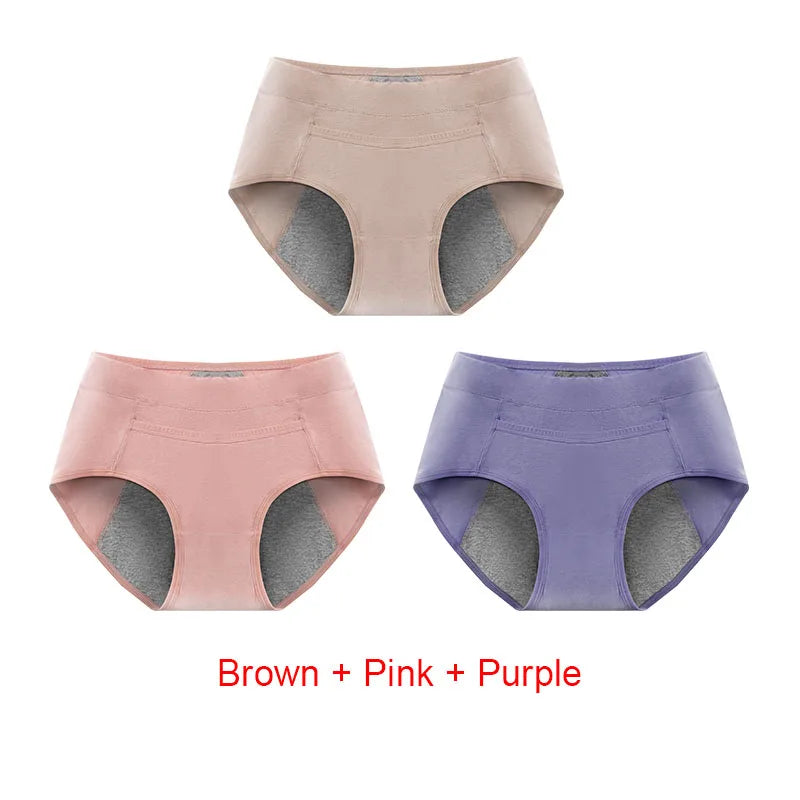 Women's Panties UnderwearLeakproofBreathable Briefs MenstrualPants PlusSizeWaterproof Mid Waist Organic Cotton Protective Briefs