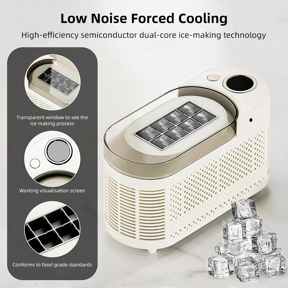 Mini Small Ice Maker 8 Ice Cubes Ready 15 MIN DIY Ice Making 12V/220V Car Cube ice Automatic Ice Making Box For Car Home Camping