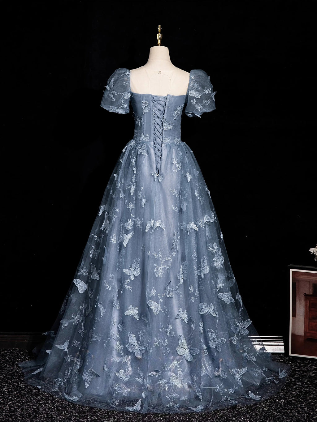 Tulle 3D Butterfly Prom Dresses for Women Formal Evening Party Dress Blue Dress Dress Adult Ceremony Birthday Graduation