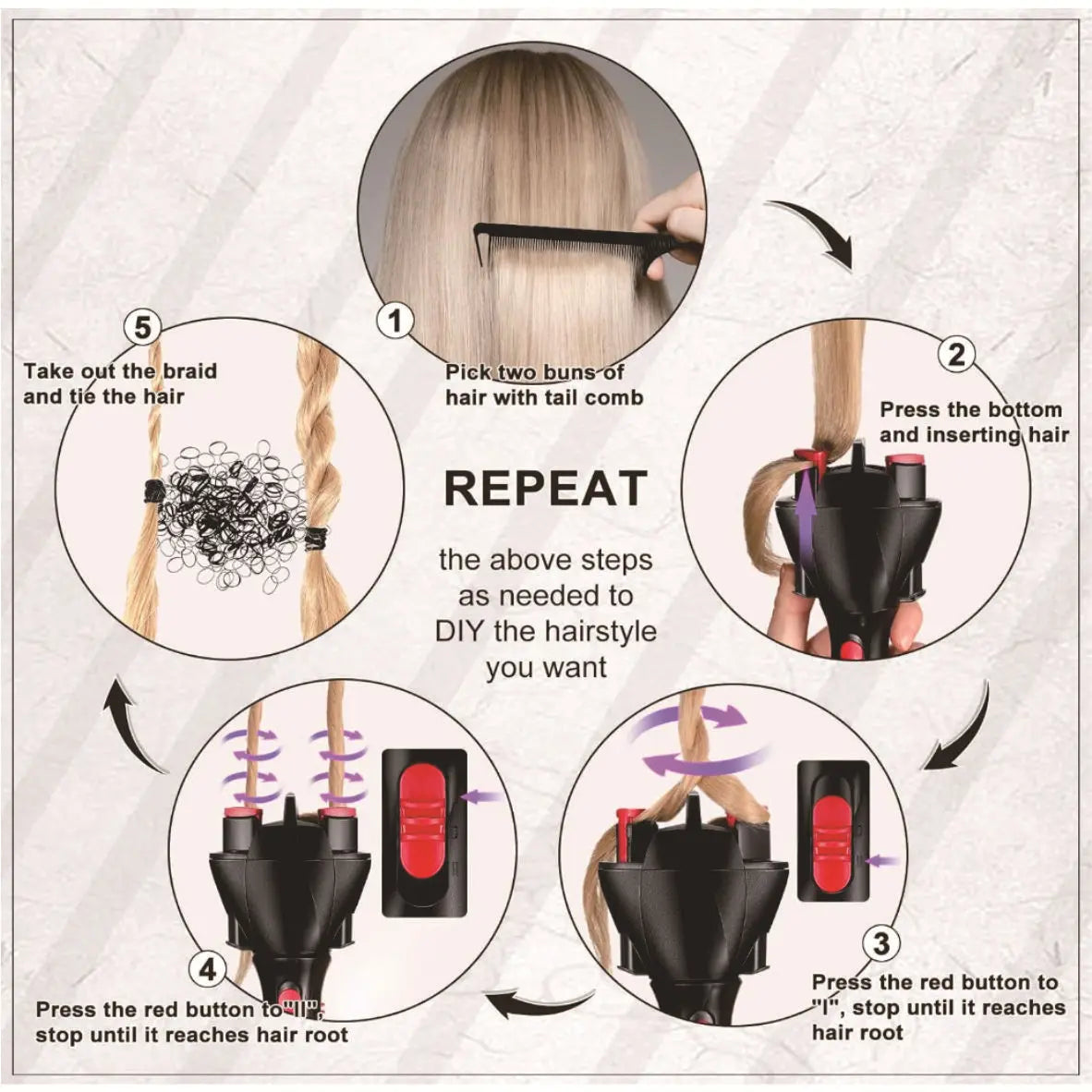 360 Degree Rotating Automatic Hair Braider Machine Two Strand Twist Braid Maker Electric Hair Styling Tool for Women Girls