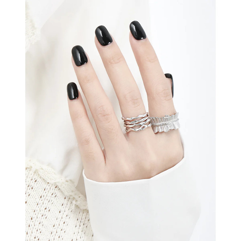 F.I.N.S Stackable Irregular S925 Sterling Silver Thin Circle Open Rings Adjustable Simple Index Mid Finger Punk Fine Jewelry