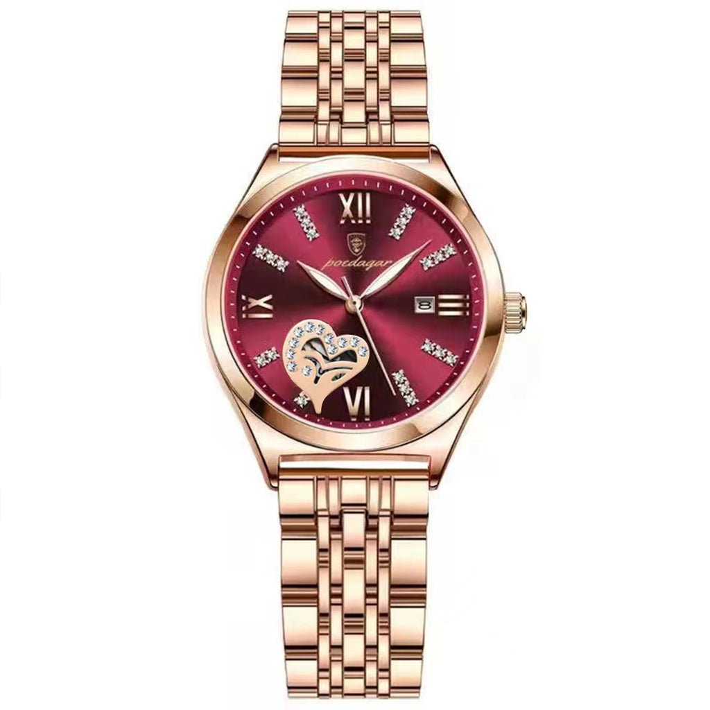 POEDAGAR Luxury Watches For Women Waterproof Luminous Date Stainless Steel Woman Watch Elegant Fashion Quartz Ladies Wristwatch
