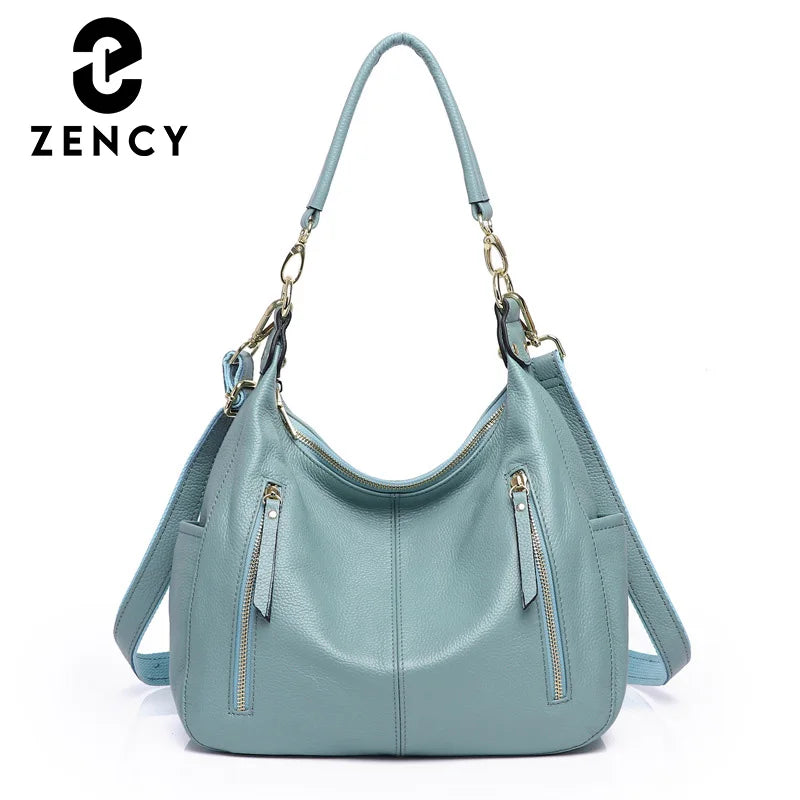 Zency High Quality Large Capacity Women's Hobos Shoulder Bags Soft Genuine Leather Handbag Elegant Classic Female Crossbody Bags