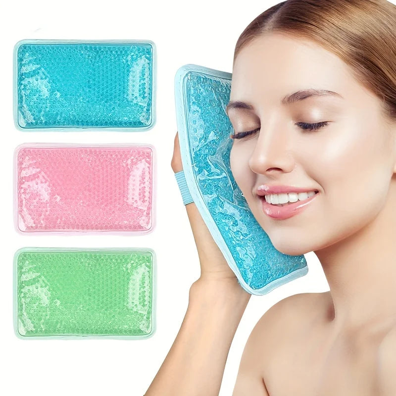 Hot Compress Gel Ball Ice Pack Pvc Double-Sided Pillow, Hot and Cold Compress Heating Pack with Strap, Handheld Ice Pack, Three Colors, Single Pack