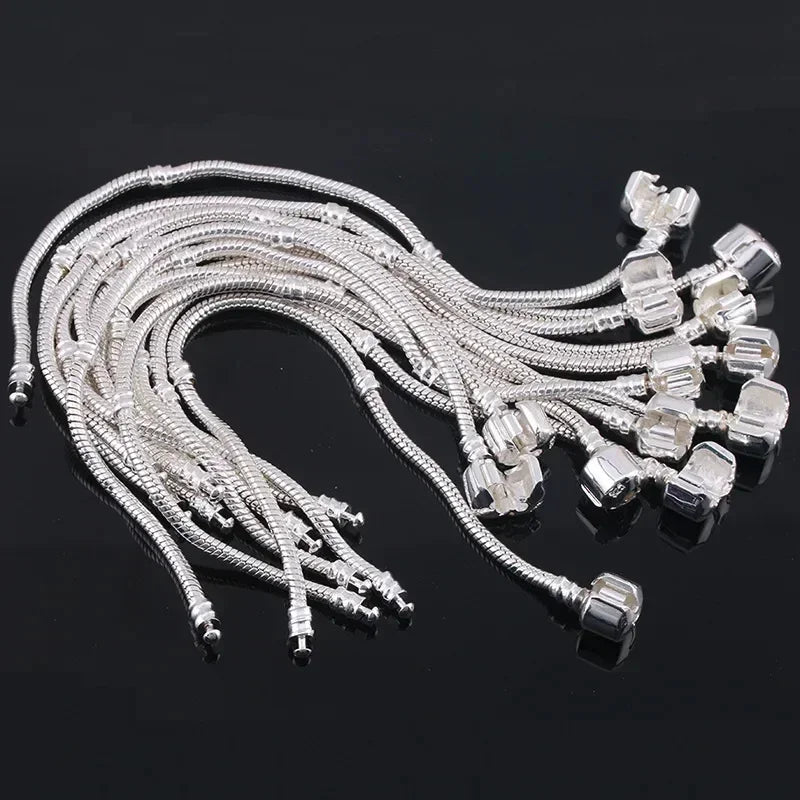 New 925 Sterling Silver Snake Chain DIY Charm Bracelet for Women Gift Jewelry with Bracelets for Women браслет серебряный